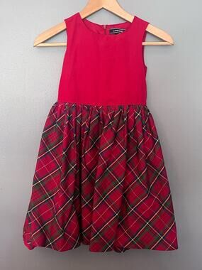 Lands' End Sleeveless Plaid Holiday Dress